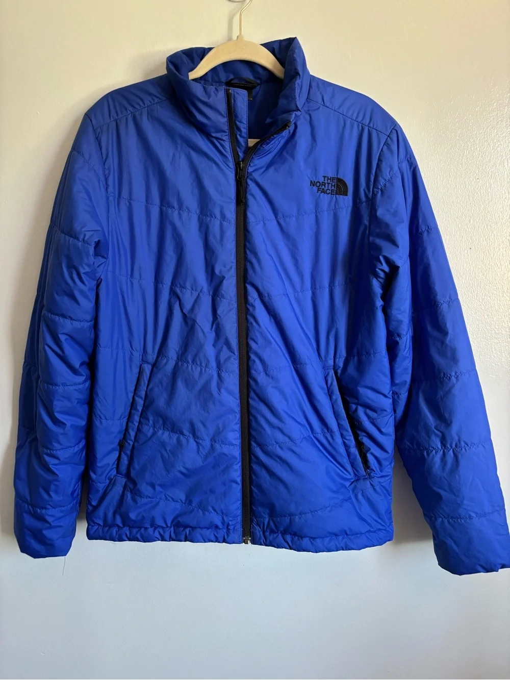 Men’s The North Face Royal Blue Puffer Jacket with Black Logo small